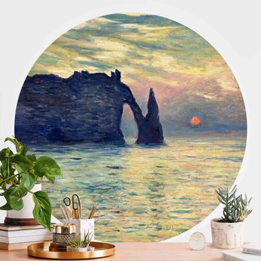 Behangcirkel Claude Monet - The Cliff, Étretat, Sunset