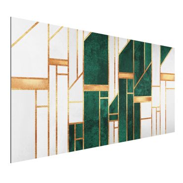 Aluminium Dibond schilderijen Emerald And gold Geometry