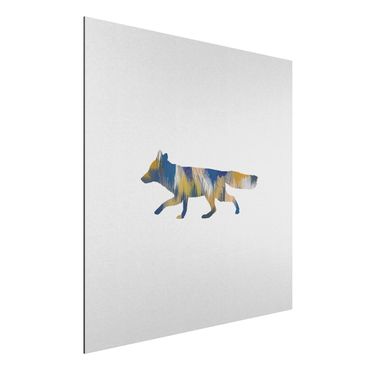 Aluminium Dibond schilderijen Fox In Blue And Yellow