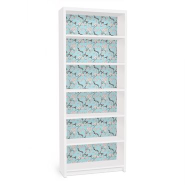 Meubelfolie IKEA Billy Boekenkast Light-blue Floral Design
