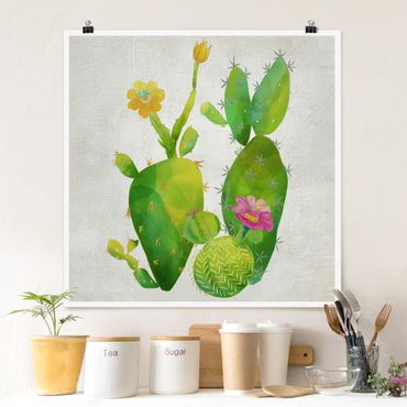 Posters Cactus Family In Pink And Yellow