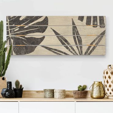 Houten schilderijen op plank Palm Leaves Light Grey Backdrop
