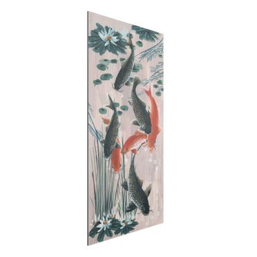 Aluminium Dibond schilderijen Asian Painting Koi In Pond II