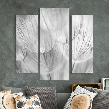 Canvas schilderijen - 3-delig Dandelions Macro Shot In Black And White
