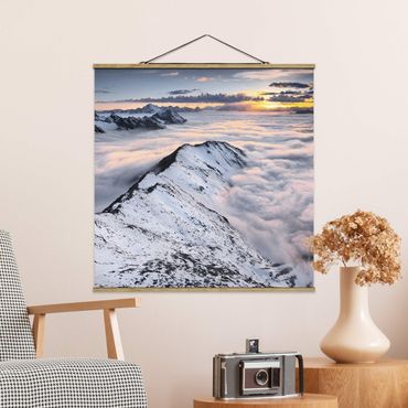 Stoffen schilderij met posterlijst View Of Clouds And Mountains