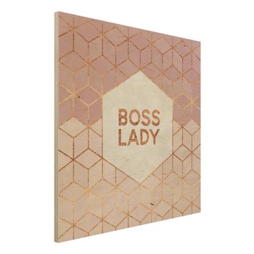 Houten schilderijen Boss Lady Hexagons Pink