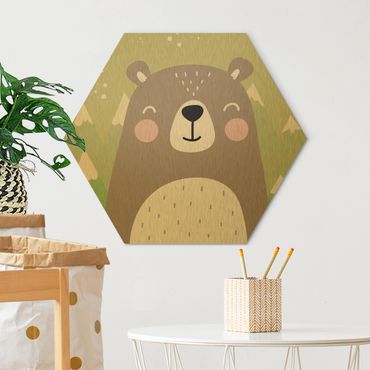 Hexagons Aluminium Dibond schilderijen Little bear