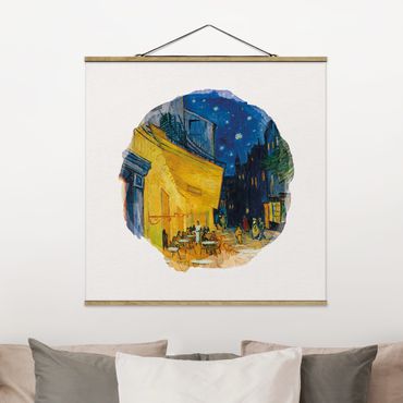 Stoffen schilderij met posterlijst WaterColours - Vincent Van Gogh - Cafe Terrace In Arles