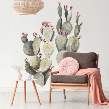 Muurstickers Watercolour Two Cactuses XXL