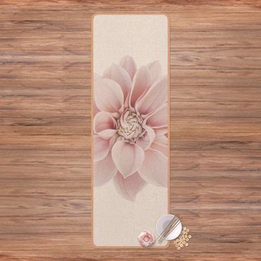 Yogamat kurk Dahlia Flower Pastel White Pink