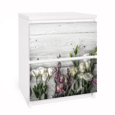 Meubelfolie IKEA Malm Ladekast Tulip Rose Shabby Wood Look