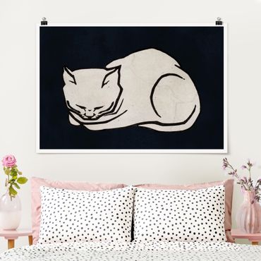 Posters Sleeping Cat Illustration
