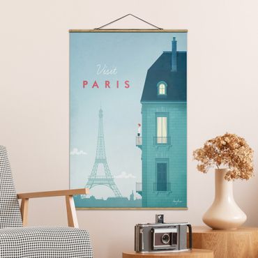 Stoffen schilderij met posterlijst Travel Poster - Paris