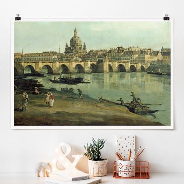 Posters Bernardo Bellotto - View of Dresden from the Right Bank of the Elbe with Augustus Bridge
