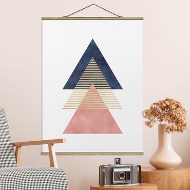 Stoffen schilderij met posterlijst Three Triangles