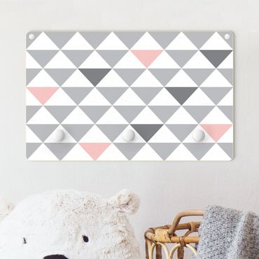 Wandkapstokken voor kinderen Triangles Grey White Pink