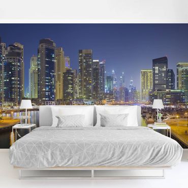 Fotobehang Dubai Night Skyline