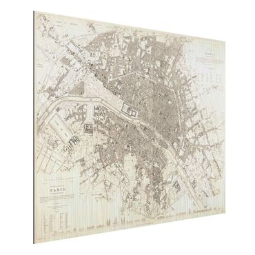 Aluminium Dibond schilderijen Vintage Map Paris