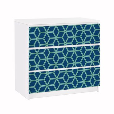 Meubelfolie IKEA Malm Ladekast Cube pattern Blue