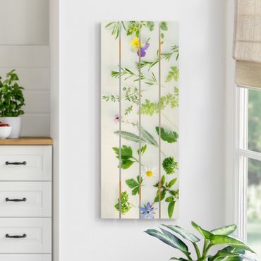 Houten schilderijen op plank Herbs And Flowers