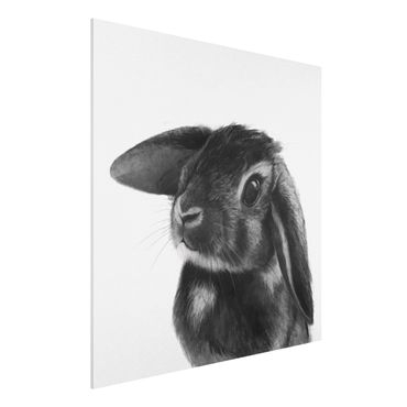 Forex schilderijen Illustration Rabbit Black And White Drawing