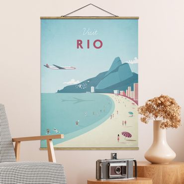 Stoffen schilderij met posterlijst Travel Poster - Rio De Janeiro