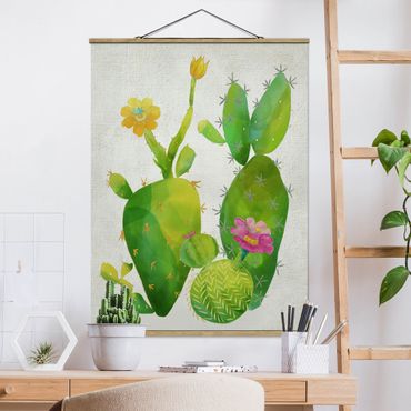 Stoffen schilderij met posterlijst Cactus Family In Pink And Yellow