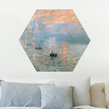 Hexagons Aluminium Dibond schilderijen Claude Monet - Impression (Sunrise)