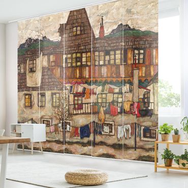 Schuifgordijnen Egon Schiele - House With Drying Laundry