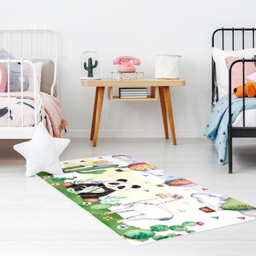 Vinyl tapijt Panda And Lama Watercolour