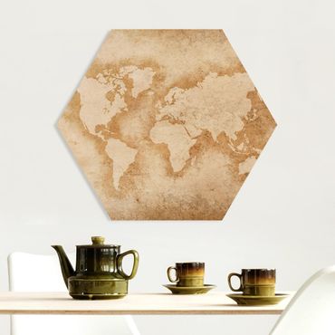 Hexagons Forex schilderijen Antique World Map
