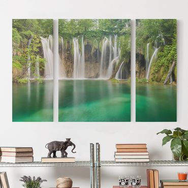 Canvas schilderijen - 3-delig Waterfall Plitvice Lakes