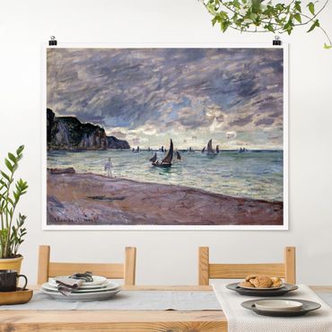 Posters Claude Monet - Fishing Boats In Front Of The Beach And Cliffs Of Pourville