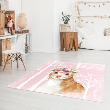 Vinyl tapijt Watercolour Cat Light Pink