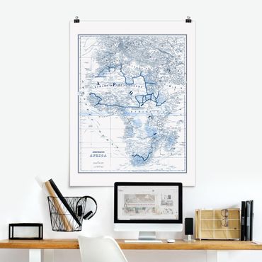 Posters Map In Blue Tones - Africa