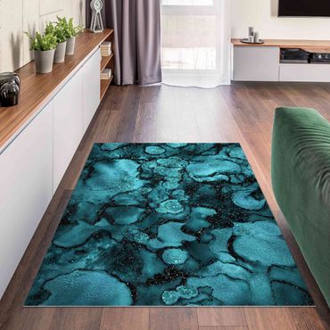 Vinyl tapijt Turquoise Drop With Glitter