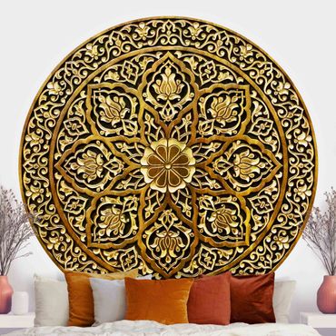 Behangcirkel Noble Mandala In Wood Look