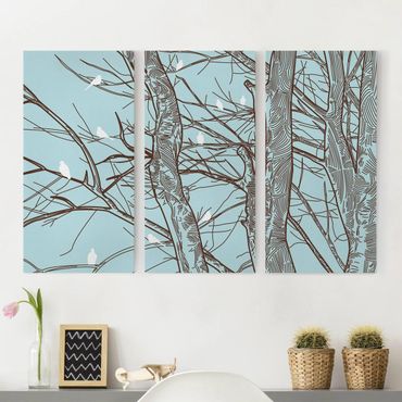 Canvas schilderijen - 3-delig Winter Trees