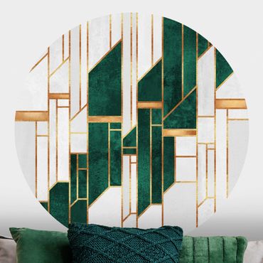 Behangcirkel Emerald And gold Geometry