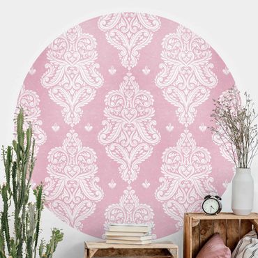 Behangcirkel Strawberry Pink Baroque Pattern