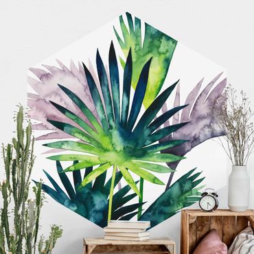 Hexagon Behang Exotic Foliage - Fan Palm