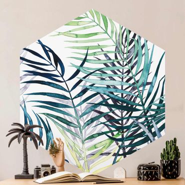 Hexagon Behang Exotic Foliage - Palm Tree