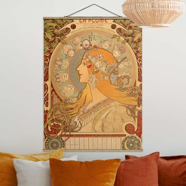 Stoffen schilderij met posterlijst Alfons Mucha - Zodiac