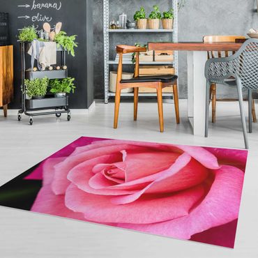 Vinyl tapijt Pink Rose Flowers Green Backdrop