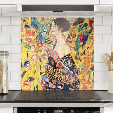 Spatscherm keuken Gustav Klimt - Lady With Fan