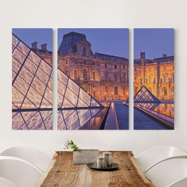 Canvas schilderijen - 3-delig Louvre Paris At Night