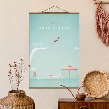 Stoffen schilderij met posterlijst Travel Poster - Côte D'Azur