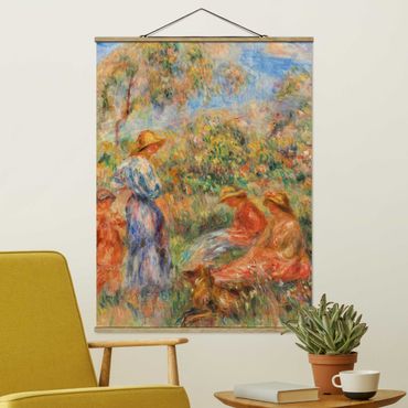 Stoffen schilderij met posterlijst Auguste Renoir - Three Women and Child in a Landscape