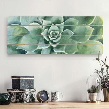 Houten schilderijen op plank Succulent Plant Watercolour Dark