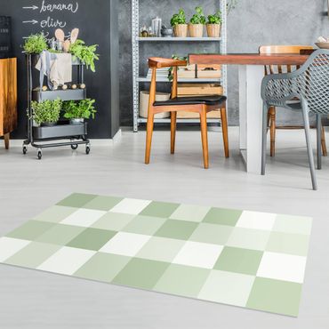 Vinyl tapijt Geometrical Pattern Colourful Chessboard Green